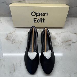 Nordstrom Open Edit Madyson Black Leather Ballet Flats- size 8.5